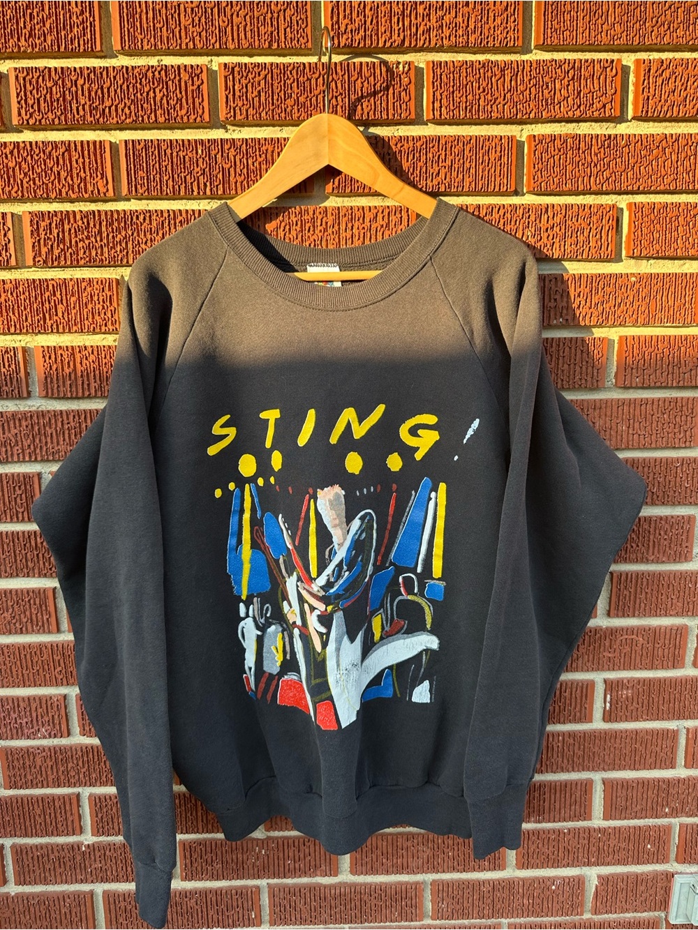 Vintage Sting Graphic Crewneck Sweatshirt - Black